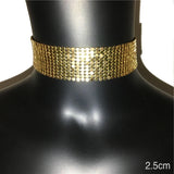 Metal Sequins Chokers Necklace for Women Statement Choker Wedding Accessory Gift
