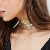 Metal Sequins Chokers Necklace for Women Statement Choker Wedding Accessory Gift