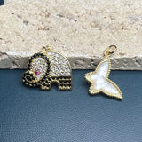 Metal Zircon Elephant Sea Shell Butterfly Pendants Charms for Jewelry Making