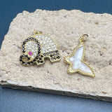 Metal Zircon Elephant Sea Shell Butterfly Pendants Charms for Jewelry Making