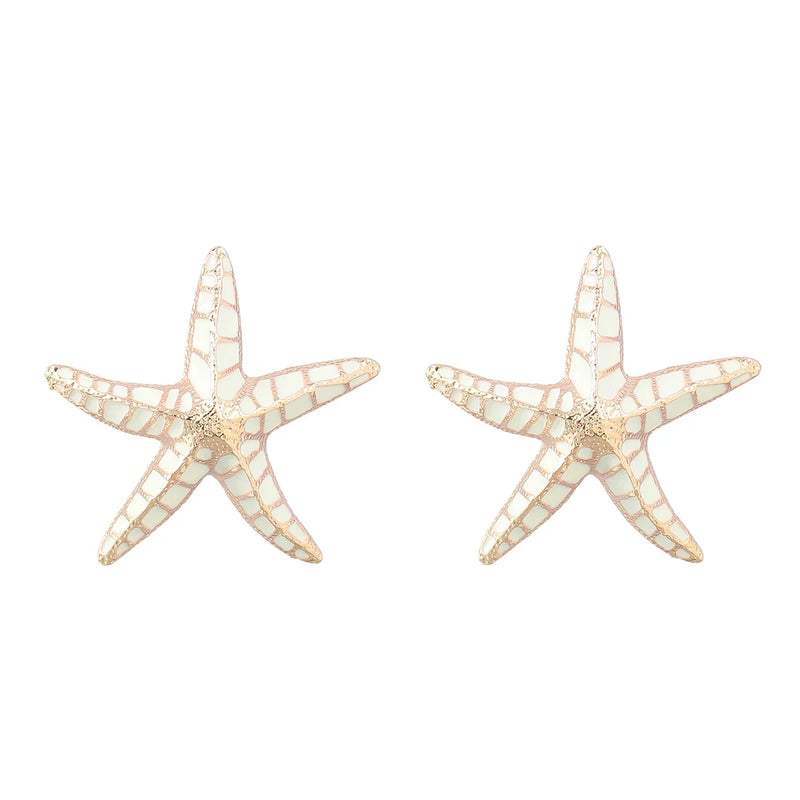 Metallic Candy Starfish Earrings Exaggerated Dangle Banquet Jewelry