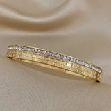 Zircon Bangles Bracelets for Women Charm Stainless Steel Layered Cuff Bracelet