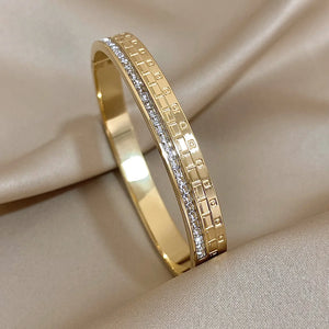 Zircon Bangles Bracelets for Women Charm Stainless Steel Layered Cuff Bracelet