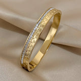 Zircon Bangles Bracelets for Women Charm Stainless Steel Layered Cuff Bracelet