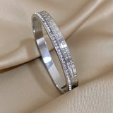 Zircon Bangles Bracelets for Women Charm Stainless Steel Layered Cuff Bracelet