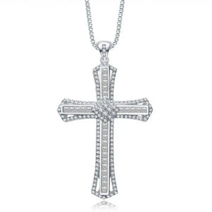 Micro Inlay Rhinestone Cross Pendant Necklace Couple of Men and Women