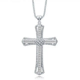 Micro Inlay Rhinestone Cross Pendant Necklace Couple of Men and Women