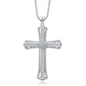 Micro Inlay Rhinestone Cross Pendant Necklace Couple of Men and Women