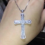 Micro Inlay Rhinestone Cross Pendant Necklace Couple of Men and Women