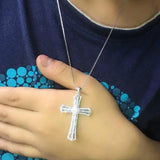 Micro Inlay Rhinestone Cross Pendant Necklace Couple of Men and Women