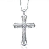 Micro Inlay Rhinestone Cross Pendant Necklace Couple of Men and Women
