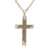Micro Inlay Rhinestone Cross Pendant Necklace Couple of Men and Women