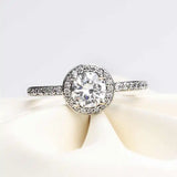 Micro Inlay Ring Ladies Silver Engagement Wedding Ring
