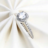 Micro Inlay Ring Ladies Silver Engagement Wedding Ring