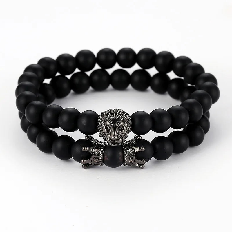 Lion Head Crown Bracelet Bangle Set