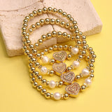 Micro Pave Heart CZ Bracelet Women's Beaded Temperament Jewelry
