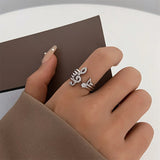 Zircon Music Symbol Ring Open Copper Woman Statement Finger Jewelry