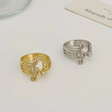 Zircon Music Symbol Ring Open Copper Woman Statement Finger Jewelry