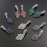 Multicolor CZ Stone Silver Earrings Wedding