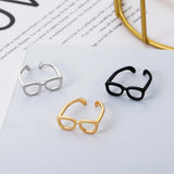 Mini Glasses Ring for Women Eyeglass Frame Metal Jewelry Rings Girlfriends