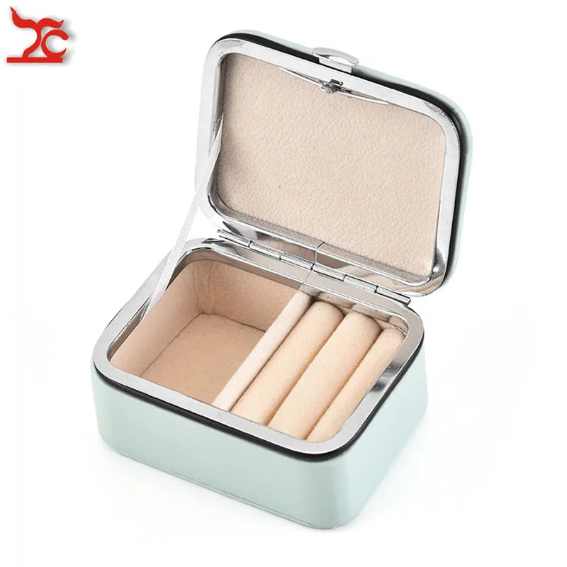 Mini PU Leather Jewelry Display Box Red Pink Storage