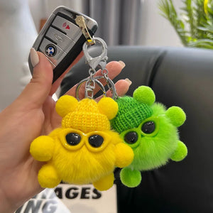 Mini Rex Rabbit Fur Keychain Fluffy Key Chains Trinkets Pompon Key Chain