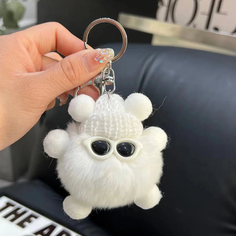 Mini Rex Rabbit Fur Keychain Fluffy Key Chains Trinkets Pompon Key Chain