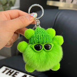 Mini Rex Rabbit Fur Keychain Fluffy Key Chains Trinkets Pompon Key Chain