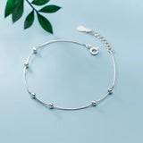 925 Silver Snake Bone Chain Bracelet with Round Beads for Women