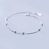 925 Silver Snake Bone Chain Bracelet with Round Beads for Women