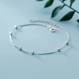 925 Silver Snake Bone Chain Bracelet with Round Beads for Women