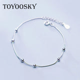 925 Silver Snake Bone Chain Bracelet with Round Beads for Women