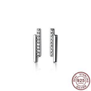 Minimalist Bar Earrings 925 Small Zirconia Geometric Piercing Jewelry