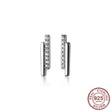 Minimalist Bar Earrings 925 Small Zirconia Geometric Piercing Jewelry