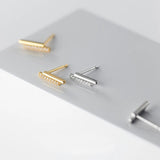 Minimalist Bar Earrings 925 Small Zirconia Geometric Piercing Jewelry