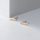 Minimalist Bar Earrings 925 Small Zirconia Geometric Piercing Jewelry