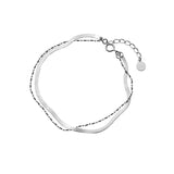 Minimalist Beads&Snake Bone Bracelet 925 Sterling Silver Charm Bangle For Women