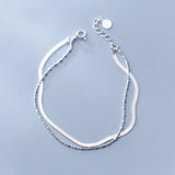 Minimalist Beads&Snake Bone Bracelet 925 Sterling Silver Charm Bangle For Women