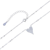 Minimalist Heart Pendant 925 Silver CZ Necklace for Women
