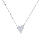 Minimalist Heart Pendant 925 Silver CZ Necklace for Women