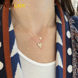 Minimalist Heart Pendant 925 Silver CZ Necklace for Women