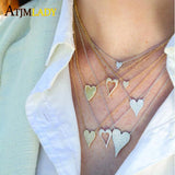 Minimalist Heart Pendant 925 Silver CZ Necklace for Women