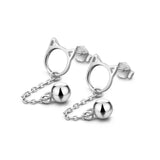 925 Sterling Silver Cat Stud Earrings for Women Girls Bell Jewlery