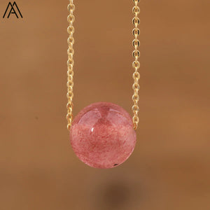 Minimalist Necklace Rose Crystal Sphere Pendant Chains Necklace