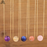 Minimalist Necklace Rose Crystal Sphere Pendant Chains Necklace