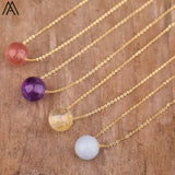 Minimalist Necklace Rose Crystal Sphere Pendant Chains Necklace