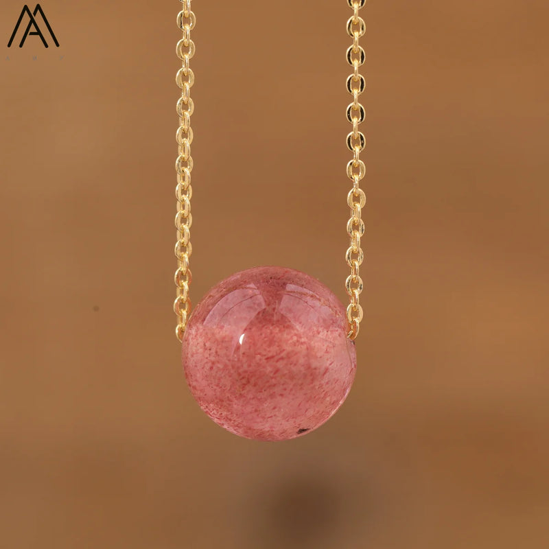 Minimalist Necklace Rose Crystal Sphere Pendant Chains Necklace