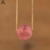 Minimalist Necklace Rose Crystal Sphere Pendant Chains Necklace