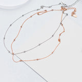 Minimalist Silver&Rose Beads Choker Necklace for Women Girl Chokers Jewelry
