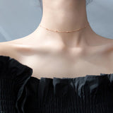 Minimalist Silver&Rose Beads Choker Necklace for Women Girl Chokers Jewelry